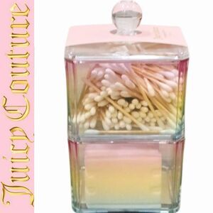 Juicy Couture Iridescent Rainbow Cosmetic Organizer w/Cotton Squares & Swabs